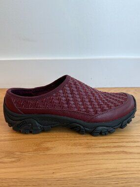 Merell Moab 2 Slide Clog Leather Woven 1TRL "Dark Cherry" Size M8 W9.5